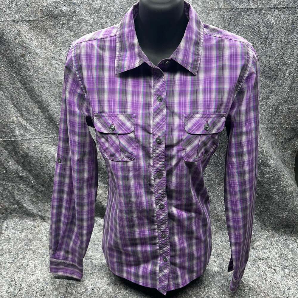 EUC Marmot Women's Purple Plaid Long Sleeve Button Down Shirt Size S/P